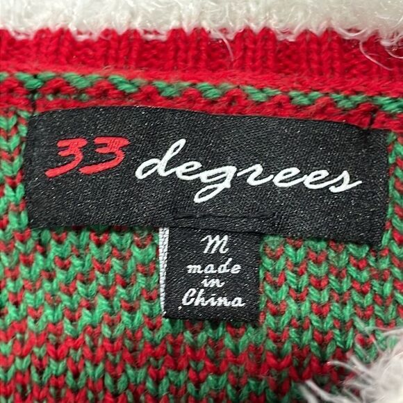 NWOT 33 Degrees Pug Christmas Sequin Bell Sweater.  Size M medium 8/10 - Picture 6 of 8